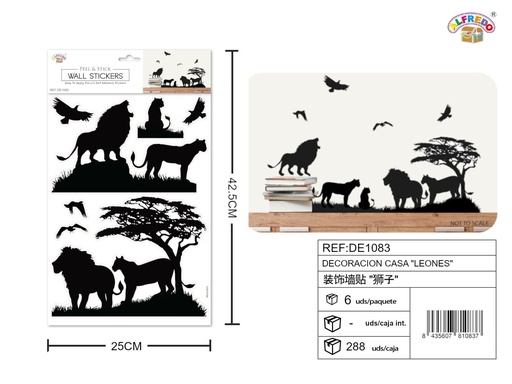 [DE1083] Decoración para el hogar "Leones" 25x42.5 cm - Vinilos decorativos para paredes