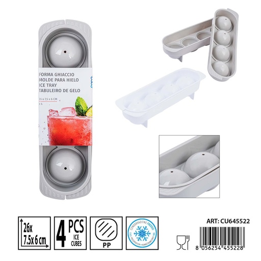 [0240196] Molde para hielo 4 cubitos 26x7.5x6 cm - Accesorios de cocina y moldes de hielo