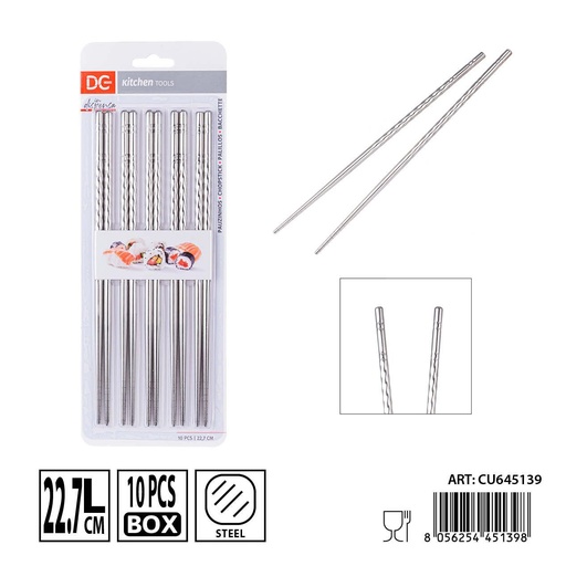[0240182] Palillos de acero 10PZ 22.7CM - Accesorios de cocina