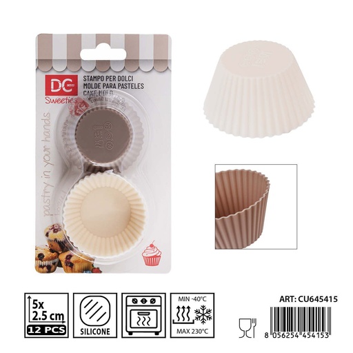 [0239421] Molde mini redondo de silicona 5X2.5CM 12PZ - Utensilios de repostería