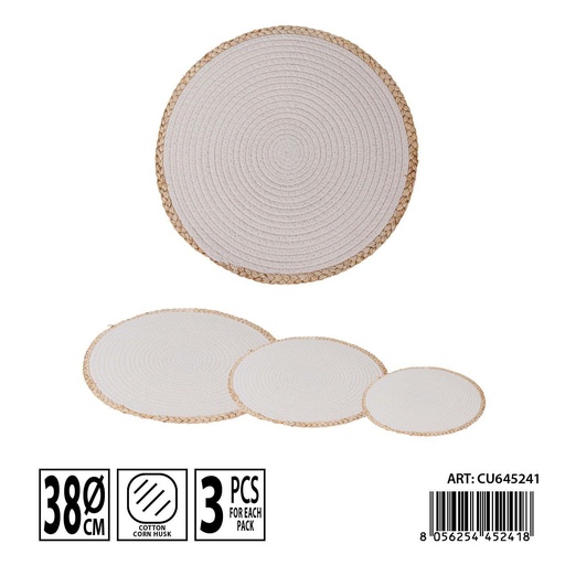 [0239308] Salvamanteles redondo de cuerda de algodón 38 cm - Accesorios de mesa