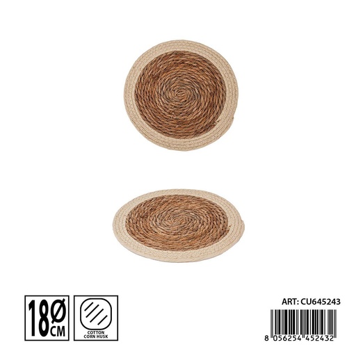 [0239310] Salvamanteles redondo de cuerda de algodón 18 cm - Accesorios de mesa