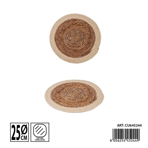 [0239311] Salvamanteles redondo de cuerda de algodón 25 cm - Accesorios de mesa