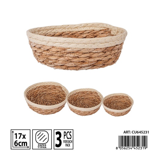 [0239304] Cesta de almacenamiento de junco 17x6 cm - Almacenamiento de cocina