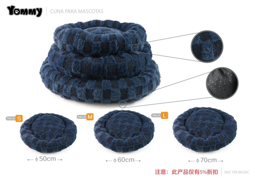[YM8630C] Cuna de perro de pelo de conejo 3 piezas de color azul - Camas para mascotas