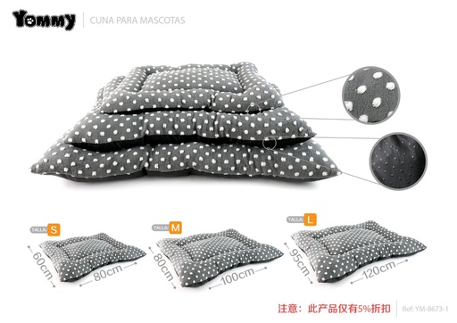[YM8673-1] Cuna de perro con base de puntos de terciopelo suave de tres piezas gris - Artículos para mascotas