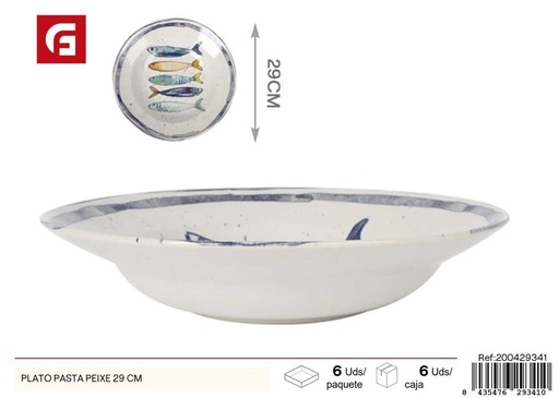 [A003200] Plato de pasta en forma de pez 29 cm - Vajilla de vidrio y cerámica decorativa