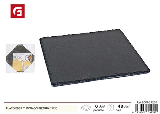 [200959256] Plato cuadrado Eder de pizarra 15x15 cm - Bandejas de pizarra decorativas