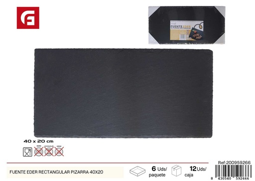 [200959266] Fuente rectangular Eder de pizarra 40x20cm - Vajilla decorativa y bandejas de pizarra