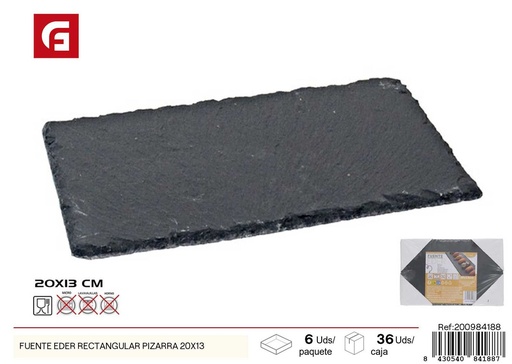 [200984188] Fuente rectangular Eder de pizarra 20x13 cm - Bandejas de pizarra decorativas