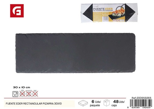 [200959265] Fuente rectangular Eder de pizarra 30x10 cm - Bandejas de pizarra decorativas