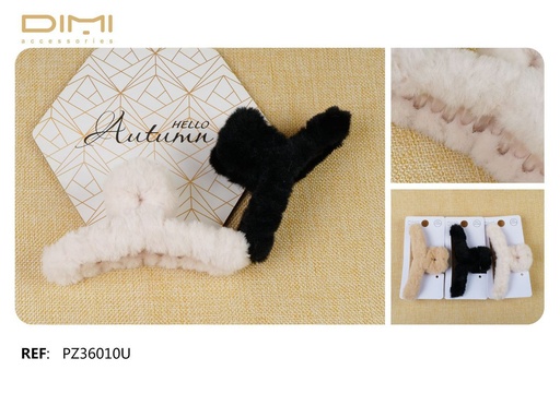 [8435693837510] Pinza de pelo de peluche (12 u) - Accesorios para el cabello divertidos