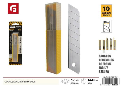 [201242102] Cuchillas de cortador de 18 mm en paquete de 10 unidades - Herramientas de corte