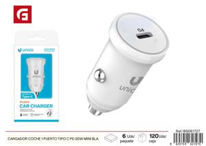[189061727] Cargador de coche mini blanca con puerto Type-C PD20W - Accesorios de coche