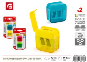 [154484794] Sacapuntas doble estándar y jumbo con depósito, compatible con todo tipo de lápices - Material escolar