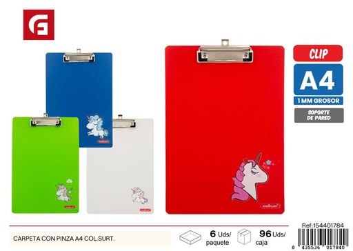 [154401784] Carpeta con pinza A4 de colores surtidos - Material de oficina y organizadores