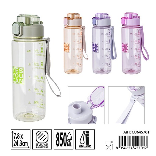 [0241135] Botella de plástico transparente 850 ml - 7.8 x 24.3 cm