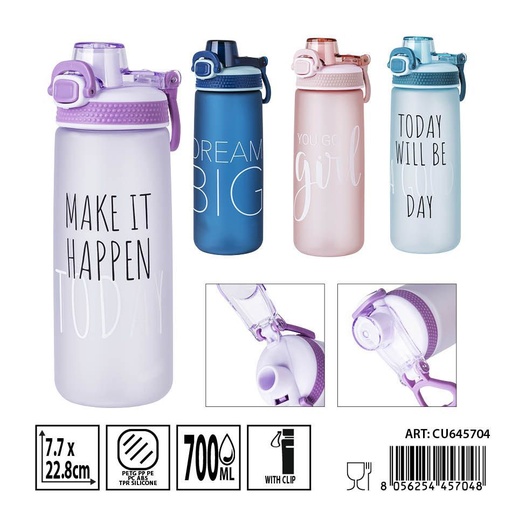 [0241137] Botella de plástico mate 700 ml - 7.7 x 22.8 cm