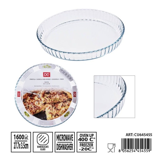 [0239497] Bandeja de cristal redonda 1600 ml 27.7x3.5 cm - Utensilios de mesa y bandejas de cristal