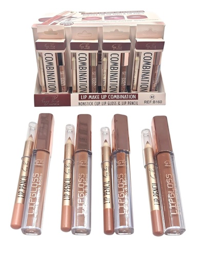 [B160-02] Kit de barras de labios fijas con perfilador 24 unidades - Cosmetics y maquillaje