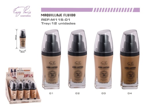 [M115-01] Base de maquillaje líquida con vitamina E 12 unidades - Cosmética y maquillaje