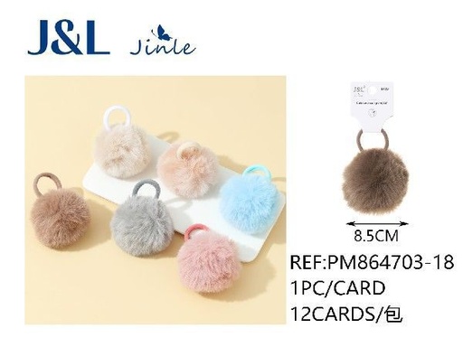 [8445801390578] Coletero pompom 8.5 cm 12 unidades - Accesorios para el cabello