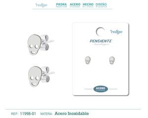 [11998-01] Pendiente de acero color plateado - Joyería y bisutería