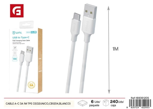 [189061205] Cable A-C 3A 1m TPE CE - Electrónica