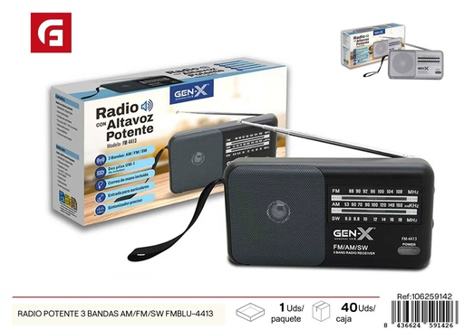 [106259142] Radio potente 3 bandas AM/FM/SW FMBLU-4413 - Accesorios electrónicos