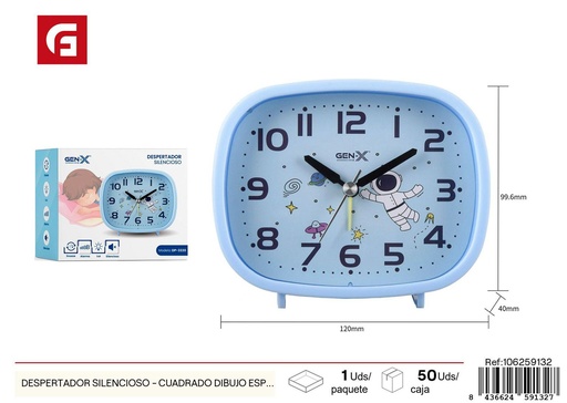 [106259132] Despertador silencioso cuadrado con diseño espacial azul 3330 - Reloj decorativo