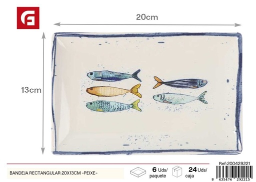 [A003196] Bandeja rectangular 20x13cm - PEIXE - Vajilla decorativa