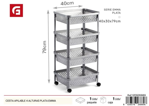 [120926889] Cesta apilable 4 alturas plata Emma - Organización de hogar