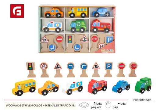 [161647214] Set de 6 vehículos y 9 señales de tráfico Woobax 18 meses+ - Aprendizaje y juego