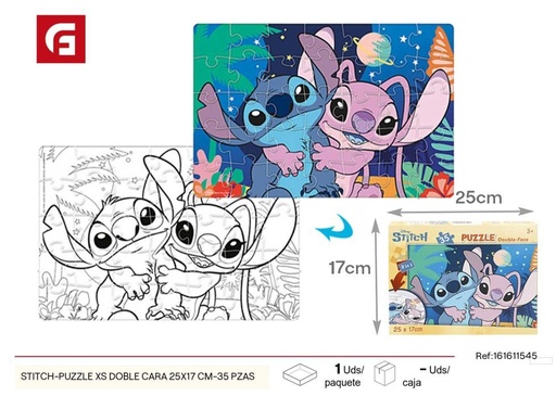 [161611545] Puzzle XS de Stitch doble cara 25x17cm - Juguetes educativos