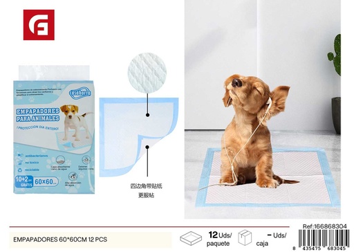 [166868304] Empapadores de perro con esquinas autoadhesivas 60 x 60 cm 12 unidades - Cuidado de mascotas