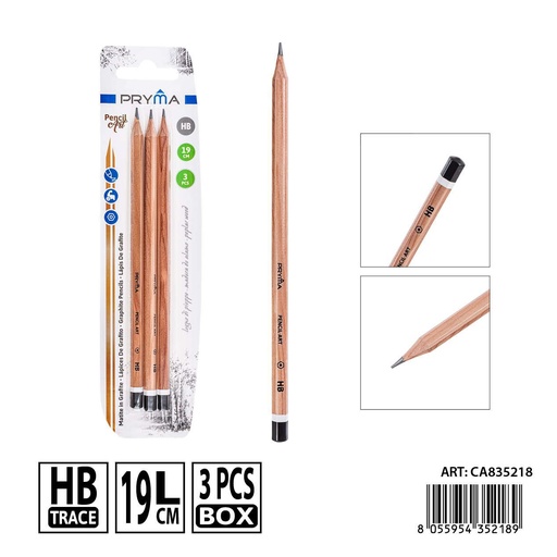 [0241294] Lápiz HB 19 cm 3 piezas - Herramientas de escritura y papelería