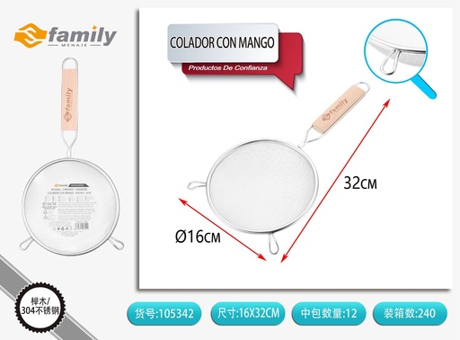 [105342] Colador con mango 16 cm - Utensilios de cocina y coladores