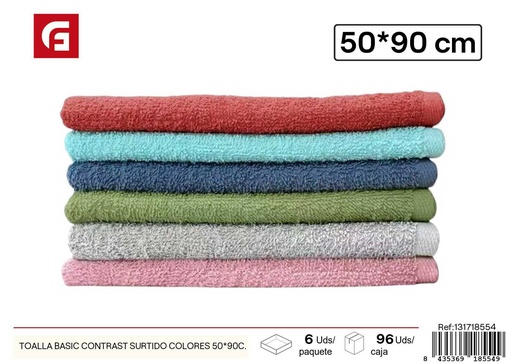 [131718554] Toalla Basic Contrast surtido colores 50x90 cm - Textiles para el baño