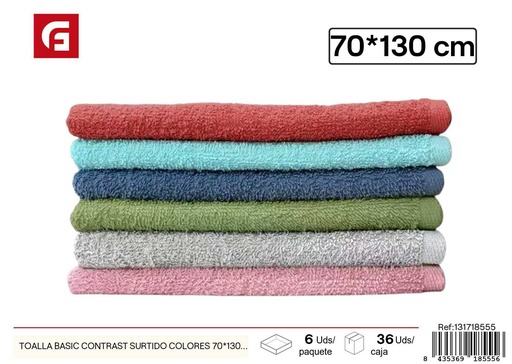 [131718555] Toalla Basic Contrast surtido colores 70x130 cm - Textiles de baño y toallas