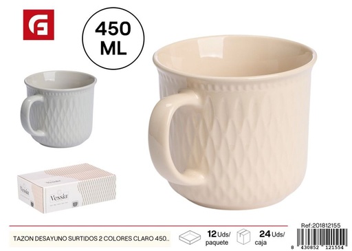 [201812155] Tazón de desayuno surtido 450ml color claro - Vajilla de cerámica y utensilios de cocina
