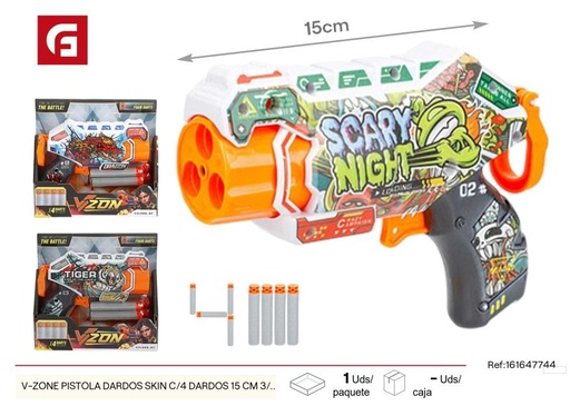 [161647744] Pistola de dardos V-ZONE con 4 dardos de 15 cm 3 modelos 8 años + - Juguetes y dardos