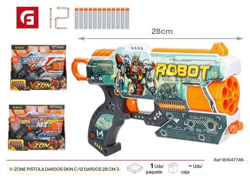 [161647746] Pistola de dardos V-ZONE con 12 dardos de 28 cm 3 modelos 8 años + - Juguetes y dardos