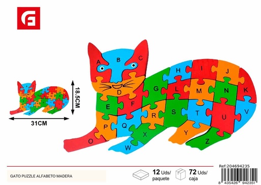 [204694235] Puzzle de madera con forma de gato - Juguetes y rompecabezas didácticos