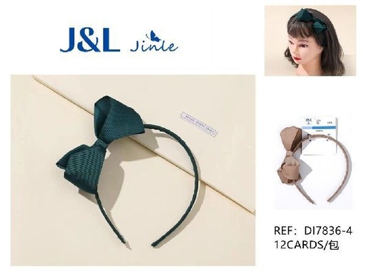 [0786071000933] Diademas de lazo verde oscuro - Pack de 12 unidades para peinados