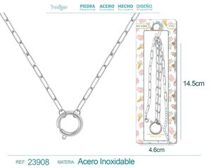[23908] Cadena de acero plateado para collar para charm
