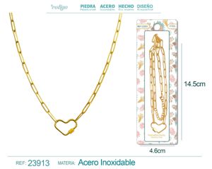 [23913] Cadena de acero dorado para collar para charm