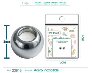 [23919] Bola de acero plateado de 4mm con goma para fijar charm