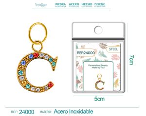 [24000] Charm de letra C de acero dorado con circonita