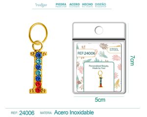 [24006] Charm de letra I de acero dorado con circonita