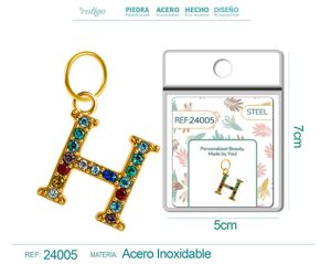 [24005] Charm de letra H de acero dorado con circonita